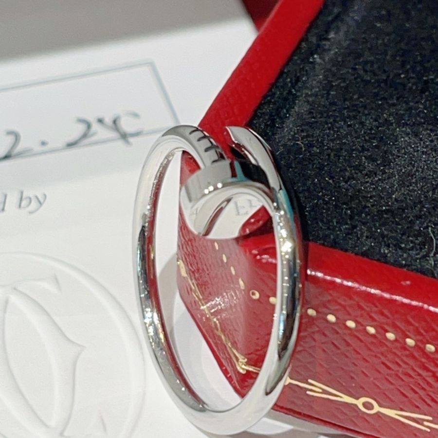 Cartier 卡地亞18k白金釘子戒指窄版54碼-5