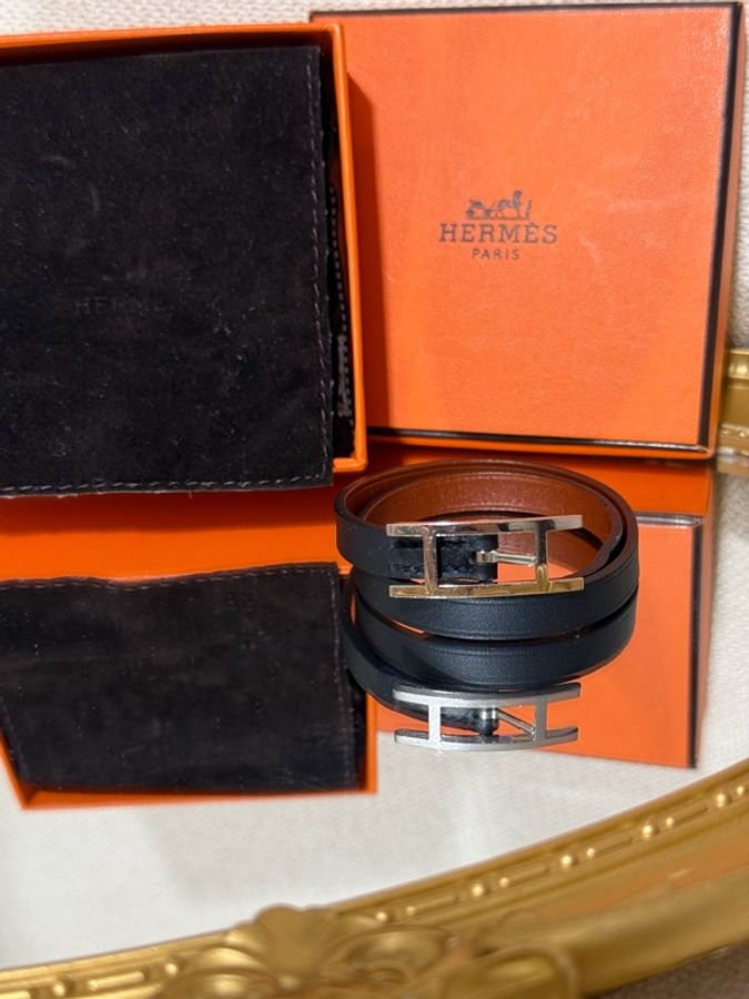 HERMÈS Behapi Double Tour 雙圈手環 black /Gold-0