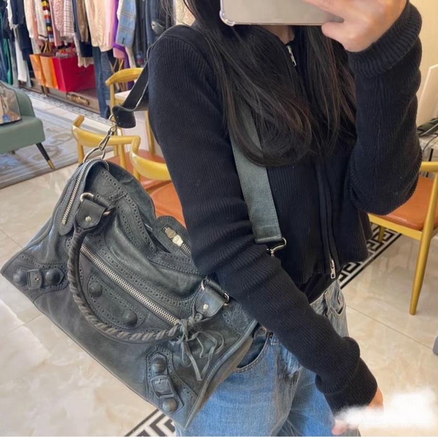 Balenciaga 巴黎世家 機車包 深灰-1