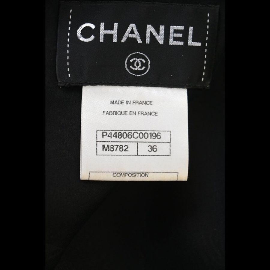 Chanel 12年黑色斑驳小羊皮短袖连衣裙-7