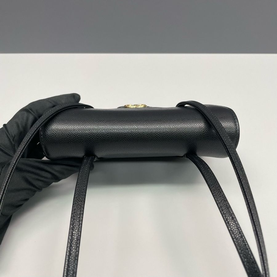 Chanel香奈兒 黑金全皮Preppy Coco迷你腋下包-4