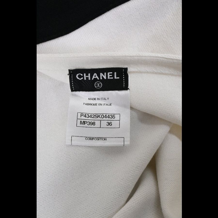 Chanel 12年黑白镂空网面拼接短袖连衣裙-9