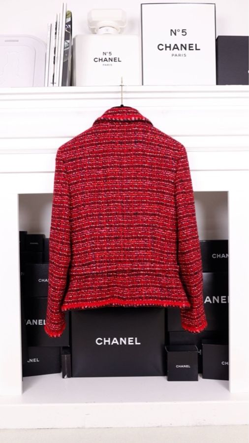 Chanel 01年玫紫色粗花呢腰带两口袋上衣无袖连衣裙套装-2