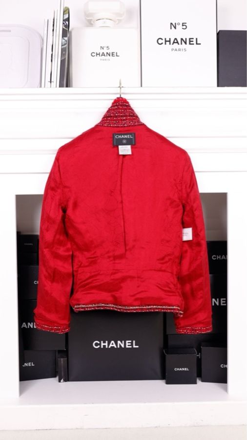 Chanel 01年玫紫色粗花呢腰带两口袋上衣无袖连衣裙套装-3