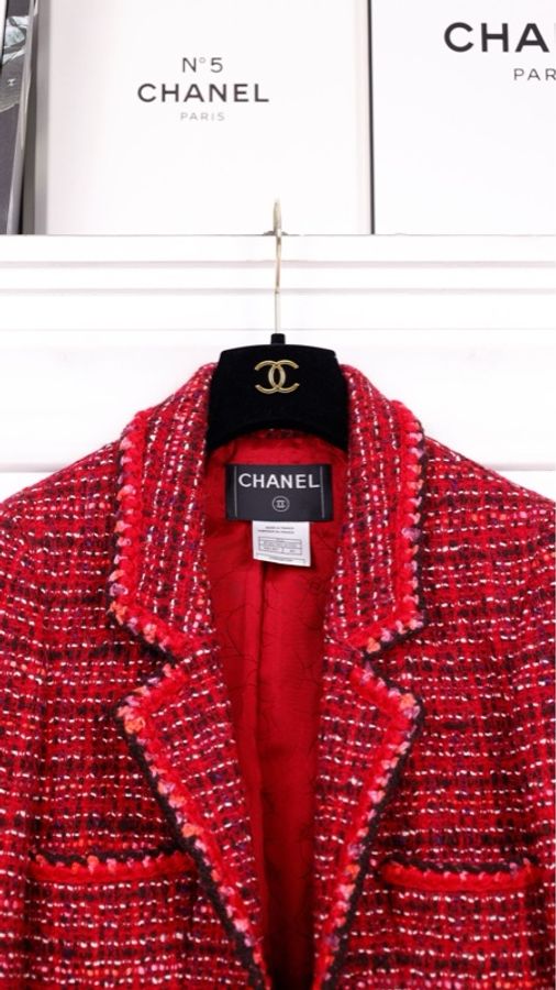 Chanel 01年玫紫色粗花呢腰带两口袋上衣无袖连衣裙套装-20