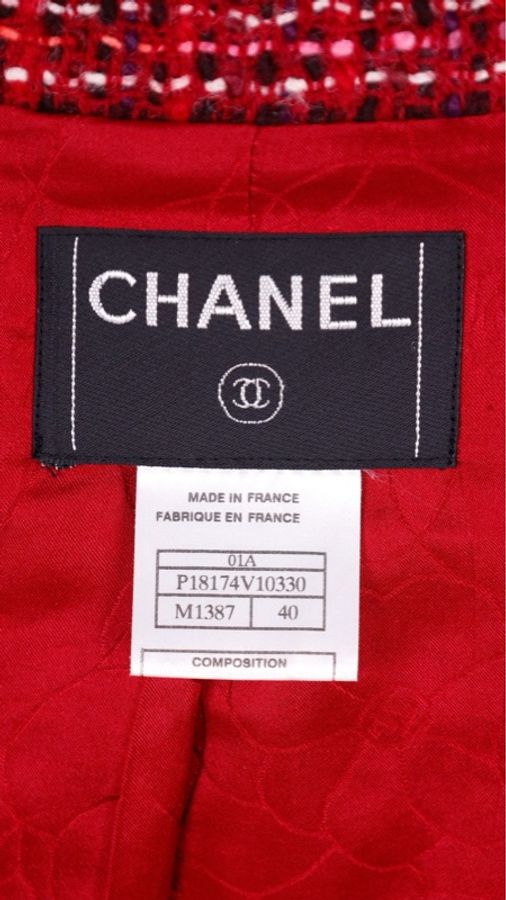 Chanel 01年玫紫色粗花呢腰带两口袋上衣无袖连衣裙套装-45