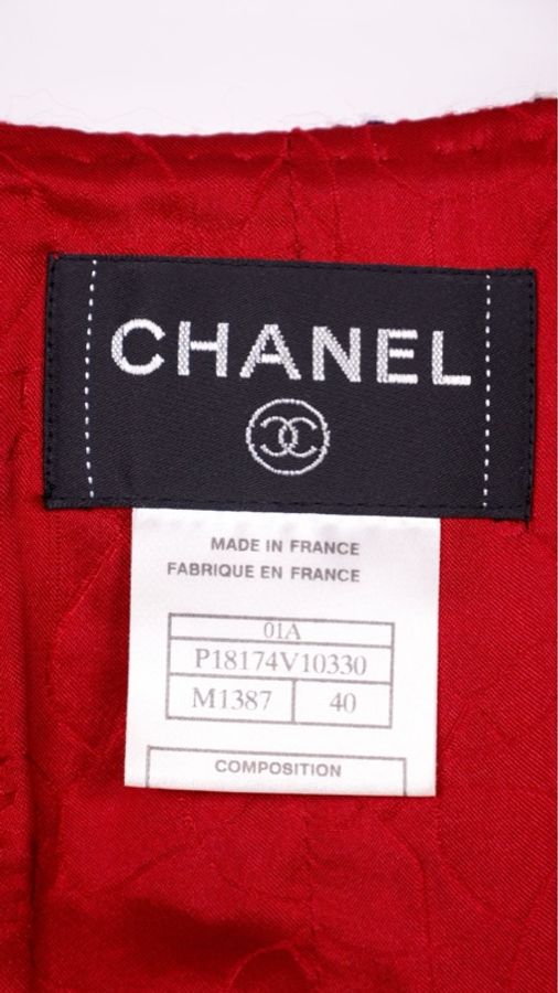 Chanel 01年玫紫色粗花呢腰带两口袋上衣无袖连衣裙套装-46