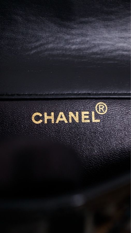 Chanel 4开黑金漆皮书包扣双子星cf中号单肩包-32