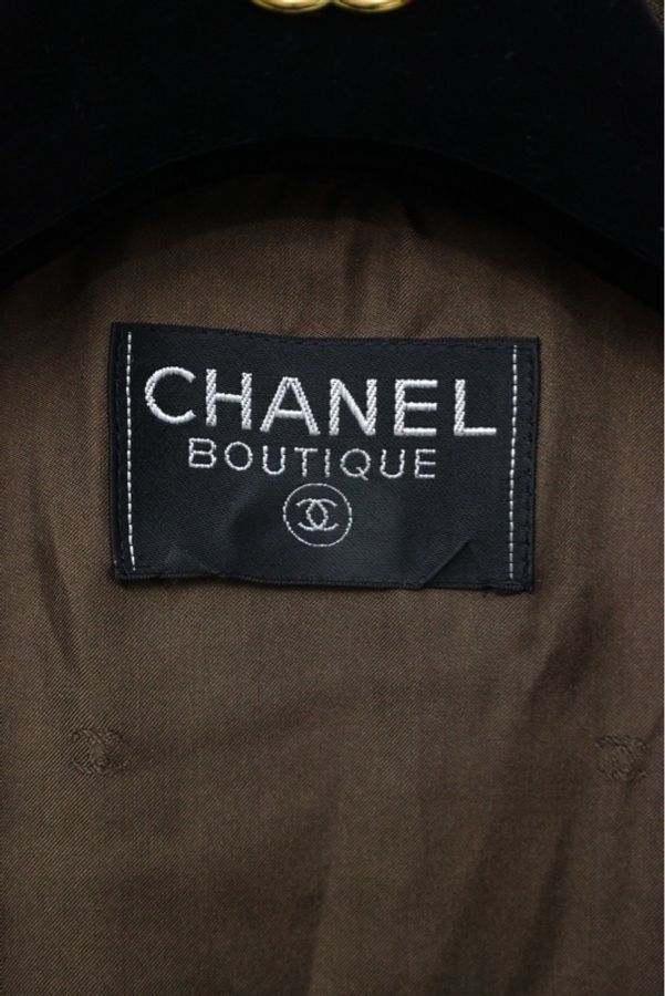 Chanel 96年摩卡棕羊毛双排扣琉璃扣长外套-18