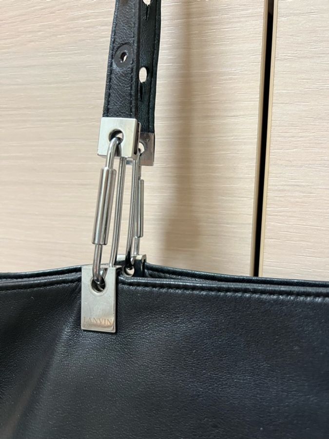 浪凡 LANVIN 黑色小羊皮托特包-20