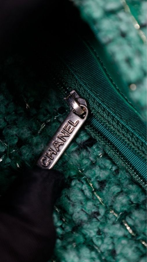 Chanel 13开绿色粗花呢2.55扣斜挎包小号单肩包-11