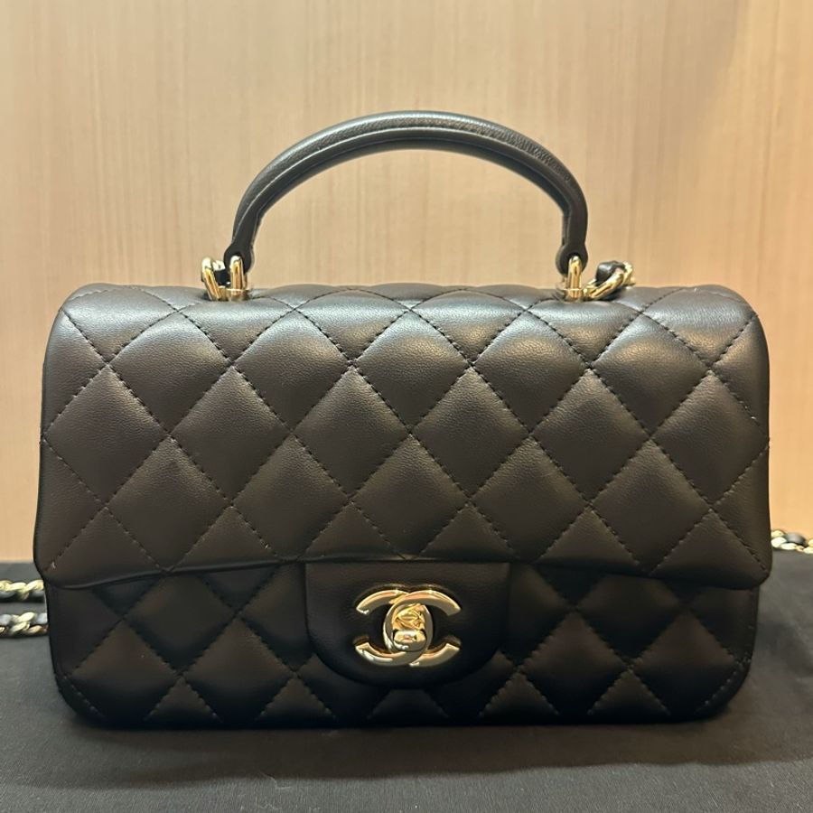 低原價🖤附單據🤍Chanel Mini Classic Handbag with Top Handle Coco 經典迷你手把口蓋包 香奈兒 Black-0