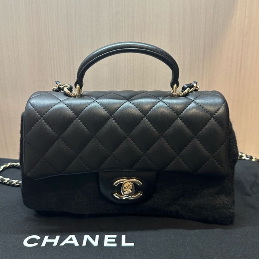 低原價🖤附單據🤍Chanel Mini Classic Handbag with Top Handle Coco 經典迷你手把口蓋包 香奈兒 Black-4