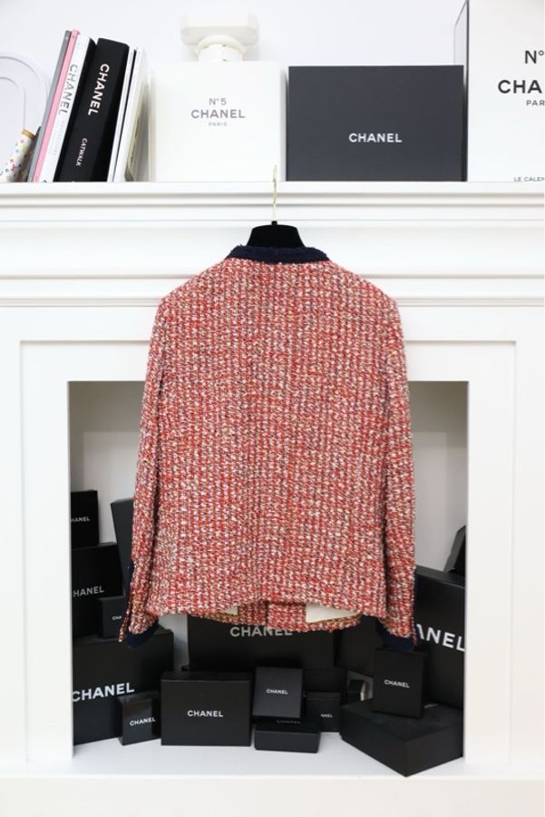 Chanel 95年红蓝粗花呢四口袋外套-1