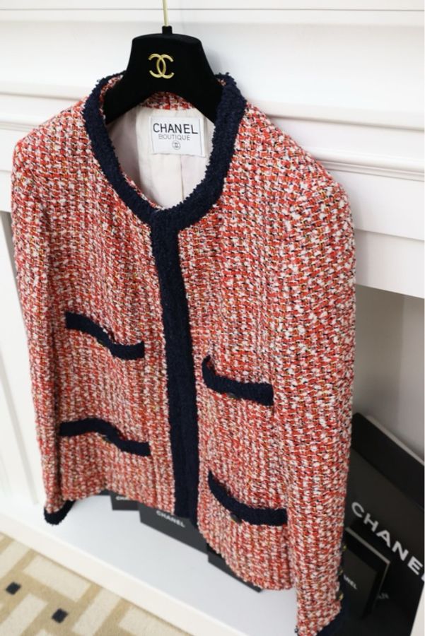 Chanel 95年红蓝粗花呢四口袋外套-2