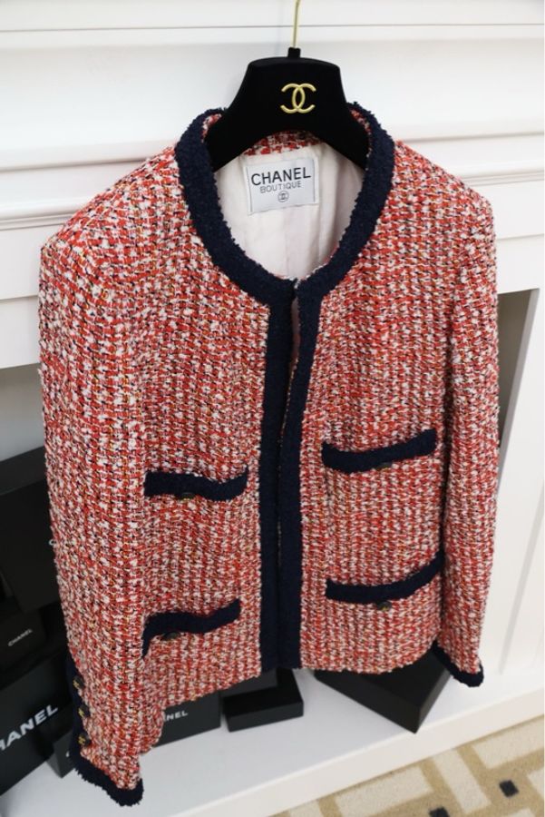 Chanel 95年红蓝粗花呢四口袋外套-3