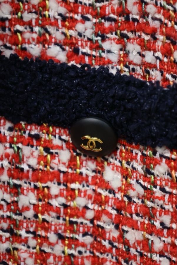Chanel 95年红蓝粗花呢四口袋外套-7