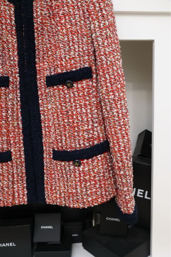 Chanel 95年红蓝粗花呢四口袋外套-8