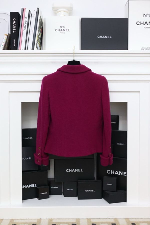 Chanel 95年梅子色金扣四口袋外套-1