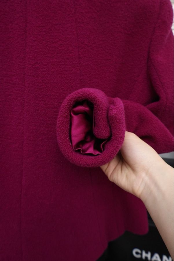 Chanel 95年梅子色金扣四口袋外套-11