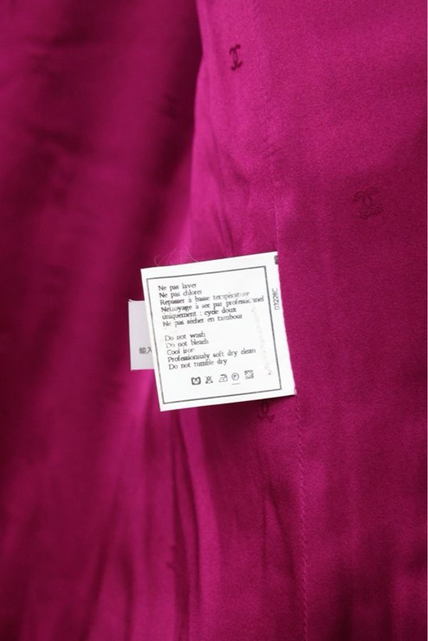 Chanel 95年梅子色金扣四口袋外套-20