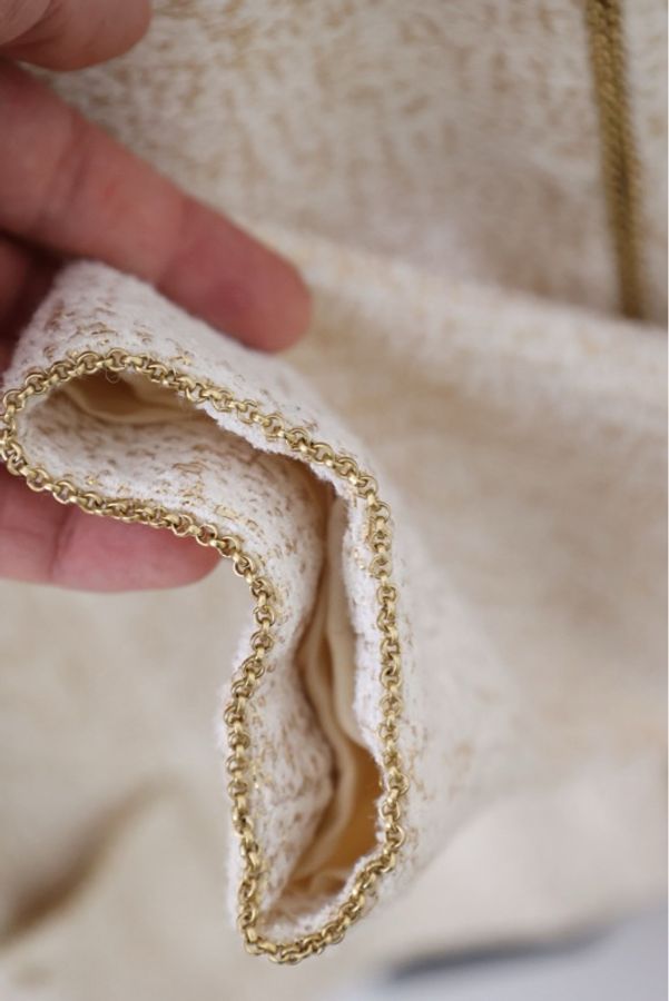 Chanel 01年金丝雪花链条滚边外套-9