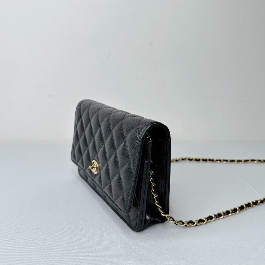CHANEL 黑金荔枝牛woc鏈帶包-2