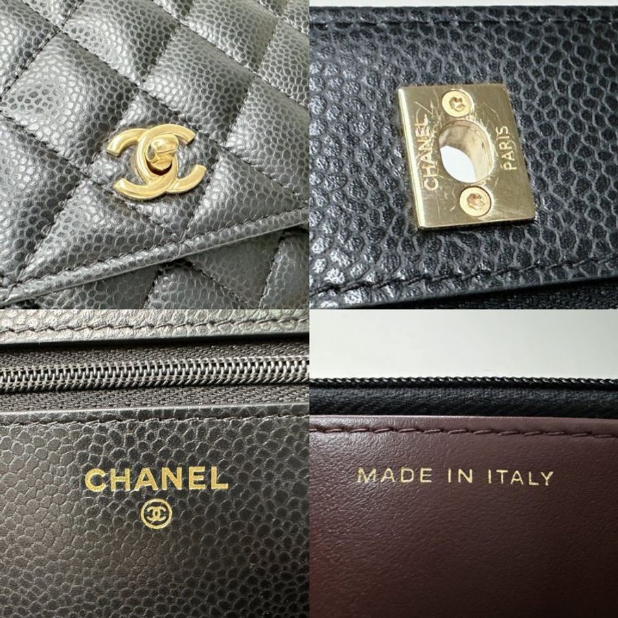 CHANEL 黑金荔枝牛woc鏈帶包-8