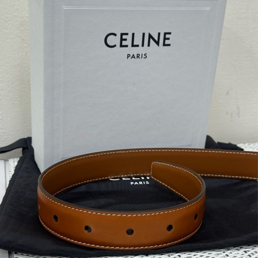 Celine經典棕色凱旋門皮帶-4
