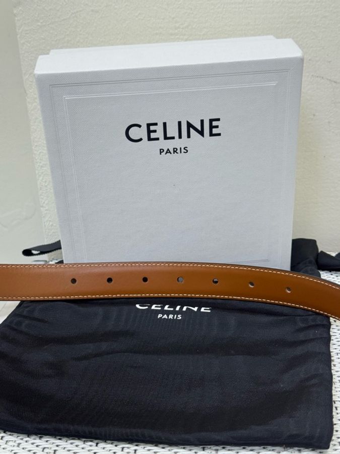 Celine經典棕色凱旋門皮帶-6