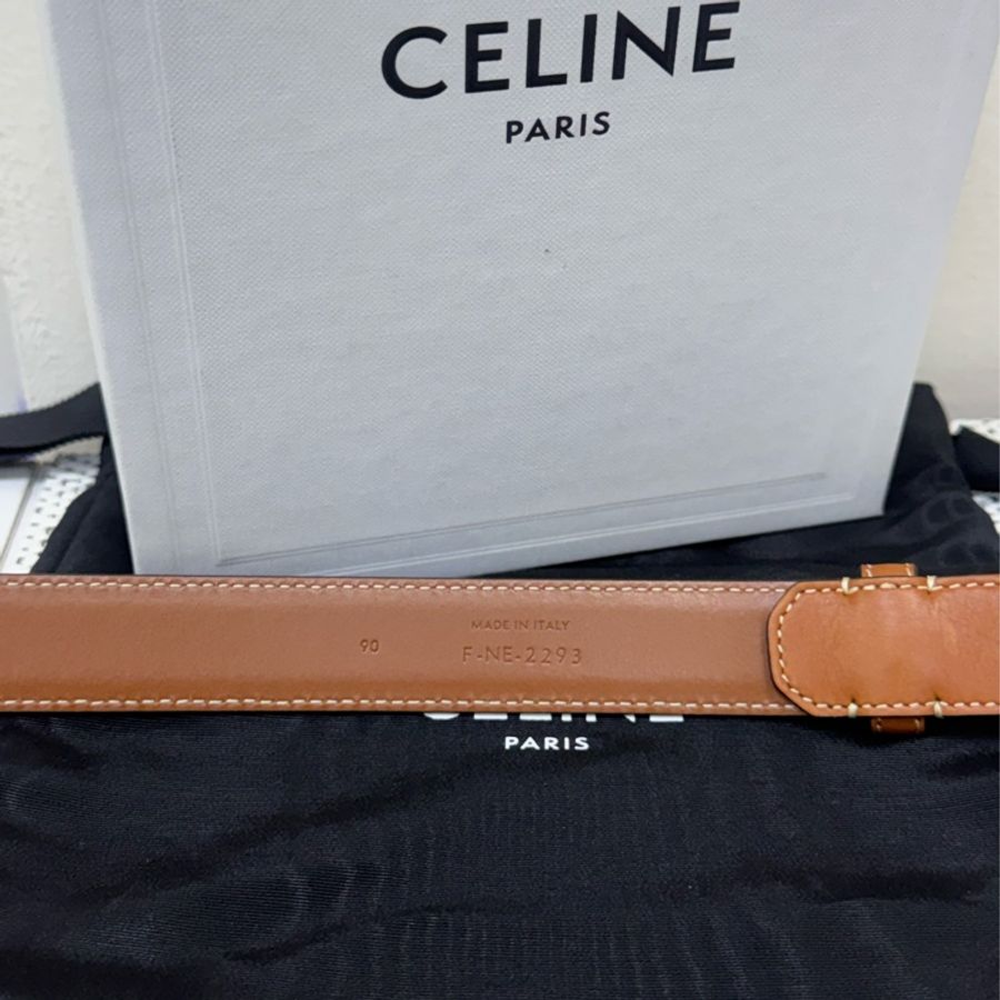Celine經典棕色凱旋門皮帶-11