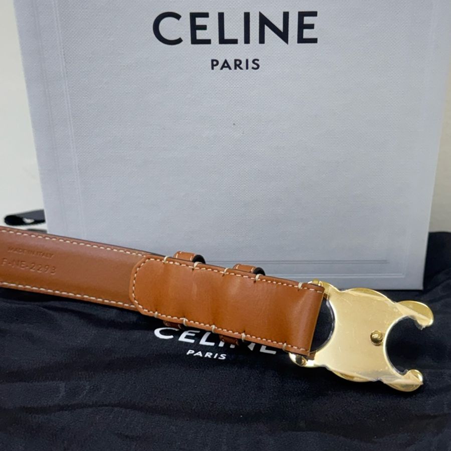 Celine經典棕色凱旋門皮帶-12