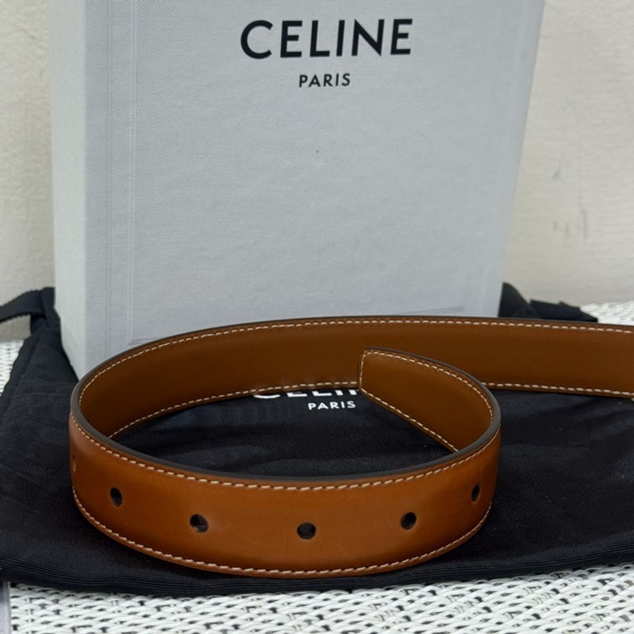 Celine經典棕色凱旋門皮帶-14