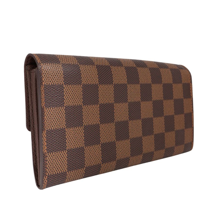 LOUIS VUITTON LV 路易威登 Porte Monnaie Credit 扣式 長夾 棕色 棋盤格帆布 N61725-1