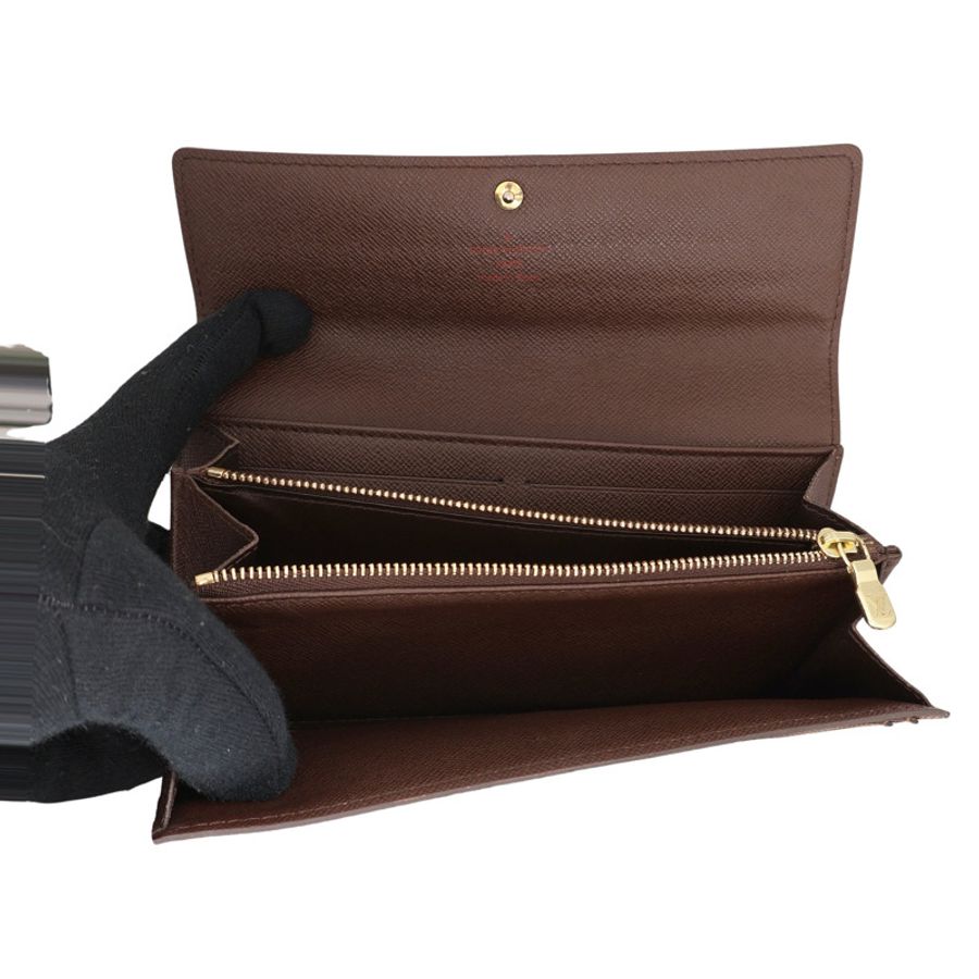 LOUIS VUITTON LV 路易威登 Porte Monnaie Credit 扣式 長夾 棕色 棋盤格帆布 N61725-2