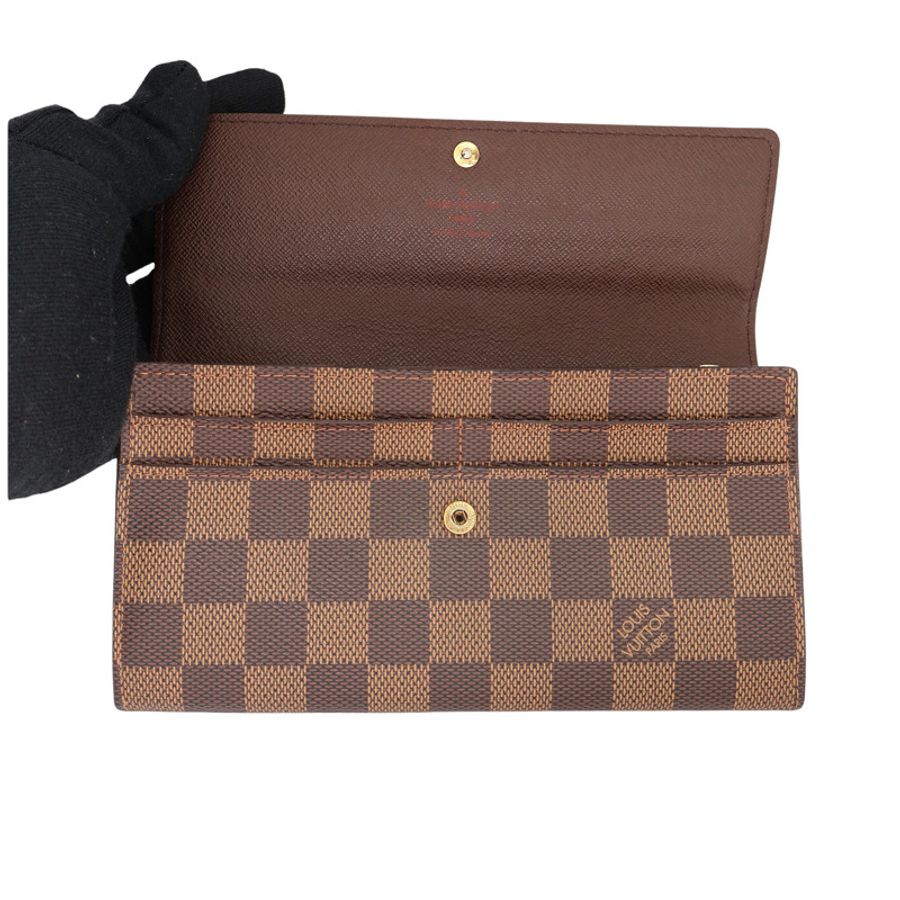 LOUIS VUITTON LV 路易威登 Porte Monnaie Credit 扣式 長夾 棕色 棋盤格帆布 N61725-3