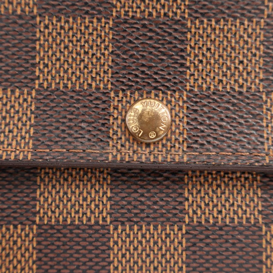 LOUIS VUITTON LV 路易威登 Porte Monnaie Credit 扣式 長夾 棕色 棋盤格帆布 N61725-9