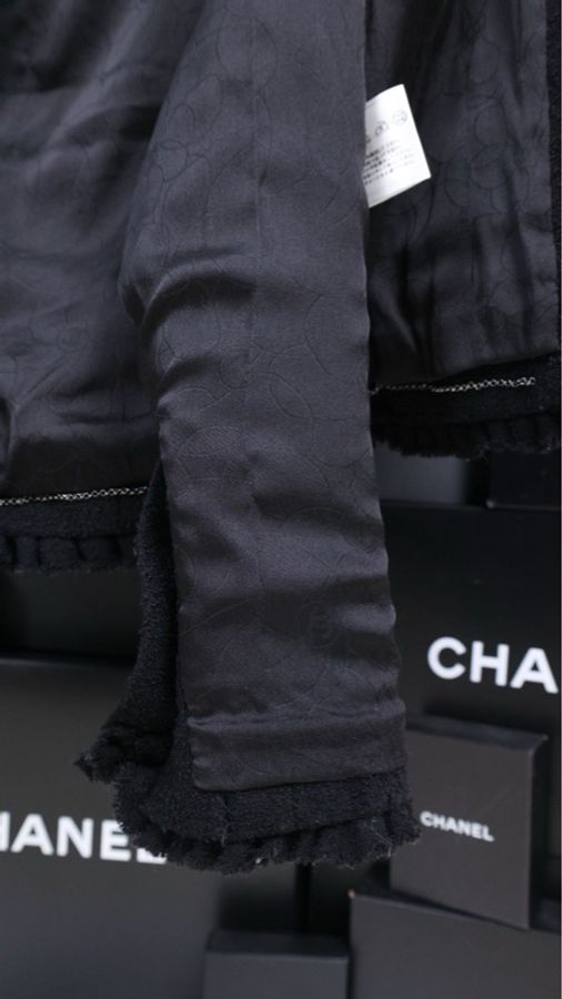 Chanel 03年黑色花边领滚边外套-15