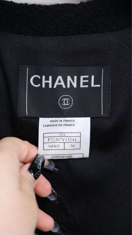 Chanel 03年黑色花边领滚边外套-22