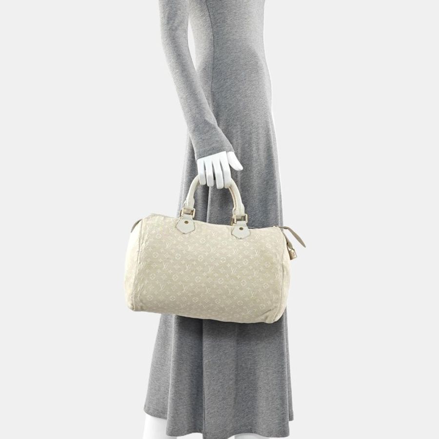 LOUIS VUITTON SPEEDY 30 米色帆布經典老花波士頓包-1