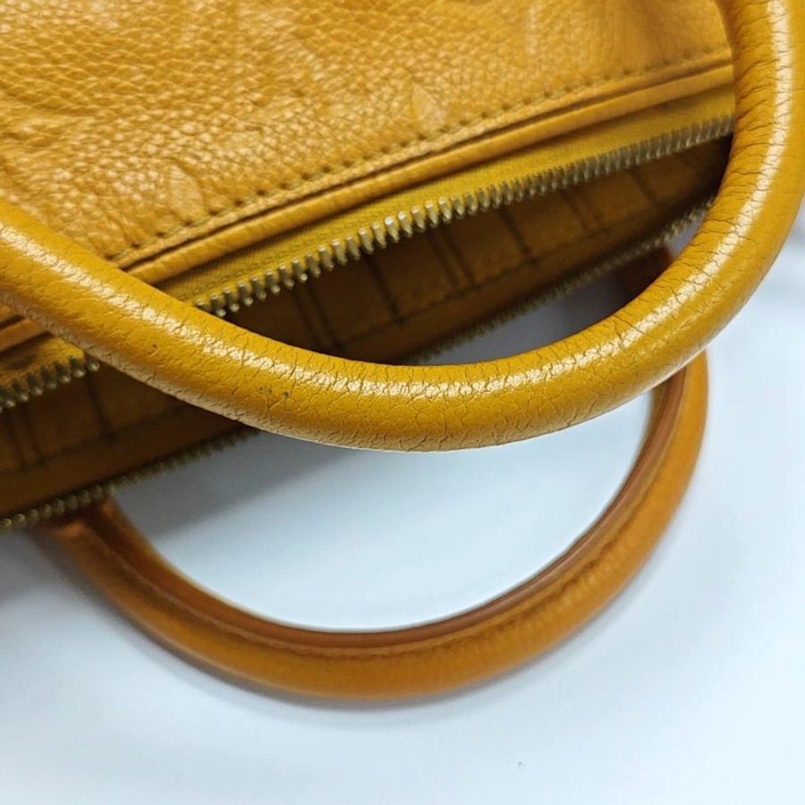 LOUIS VUITTON SPEEDY 25 黃色牛皮老花壓紋波士頓手提包-8