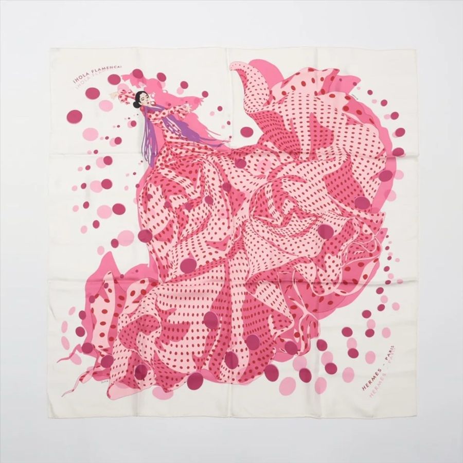 Hermès Olé Ola Flamenca Carré 90 真絲絲巾-0