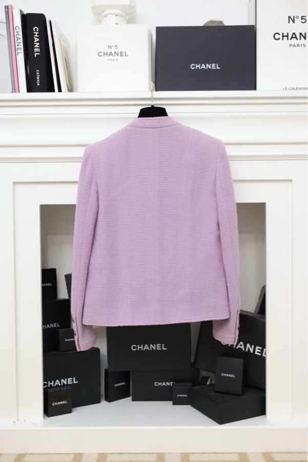Chanel 98年香芋紫四口袋V领上衣半裙套装-7