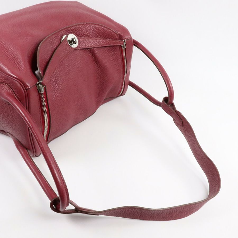 HERMES Clemence皮革Lindy 34手挽肩背兩用袋Rubis-8