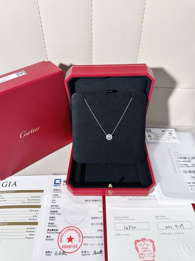 Cartier卡地亞 白金滿鑽飛碟項鍊-0