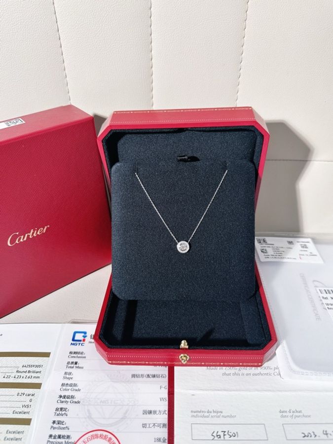 Cartier卡地亞 白金滿鑽飛碟項鍊-1