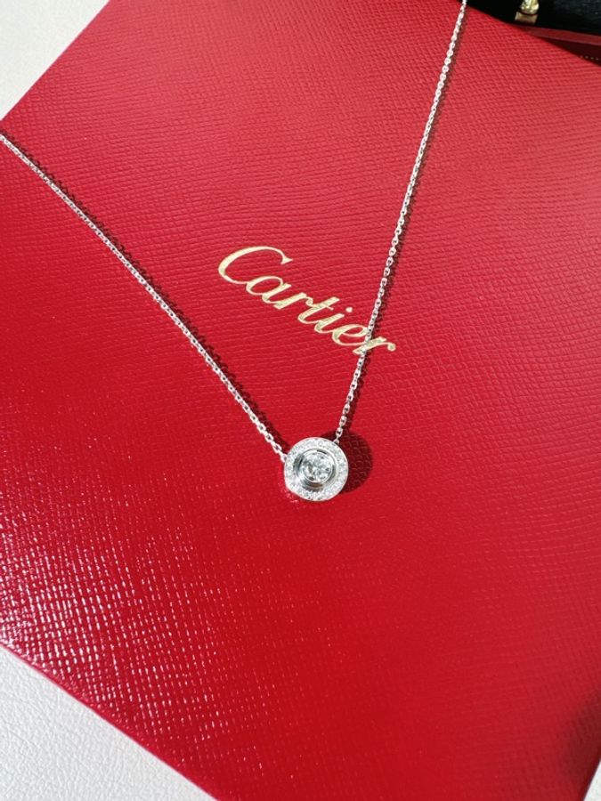 Cartier卡地亞 白金滿鑽飛碟項鍊-5