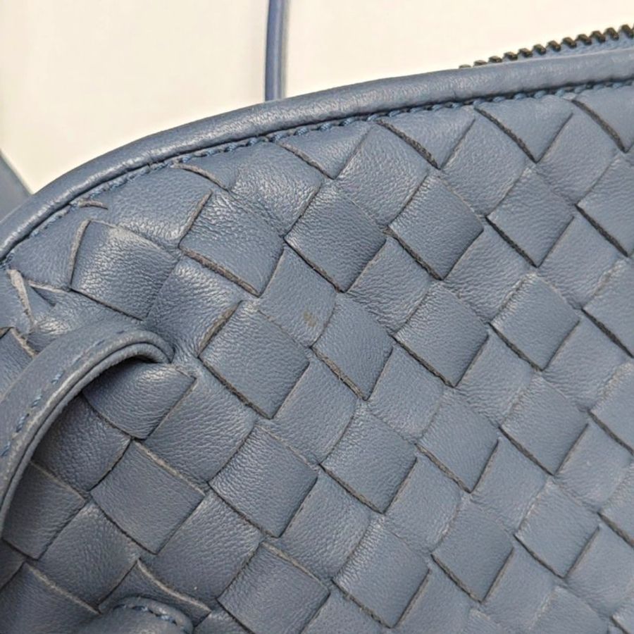 BOTTEGA VENETA Nodini小號 藍色羊皮編織單肩斜背包-7