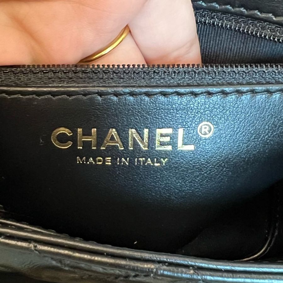 Chanel 香奈兒 黑金牛皮Kelly大號手提單肩斜挎包-8