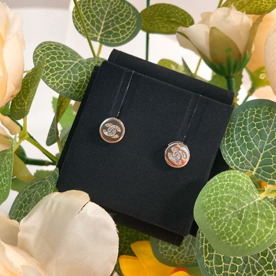 MS0801 Chanel 香奈兒經典迷你小圓形CC字耳環 Small Circle CC Logo Earrings Crystal x GHW-1